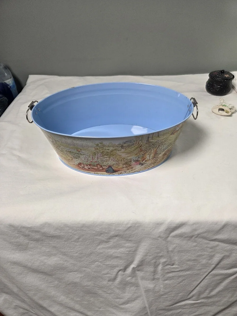 SCHYLLING 1996 Estonia Tin Basket Pail Tub Bucket Oval with Handles